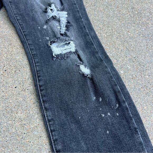 Judy Blue Black Destroyed Distressed Splatter boyfriend fit jeans 11/30 - Picture 3 of 7